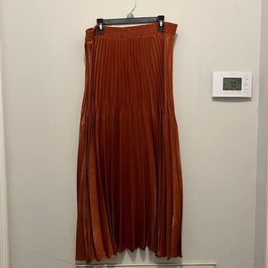 Metallic Rust Orange Midi Skirt